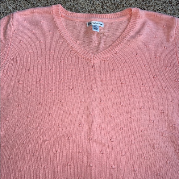 Croft & Barrow Light Pink Dot Knit V-Neck 3/4 Sleeve Sweater Women’s XL - Picture 4 of 9